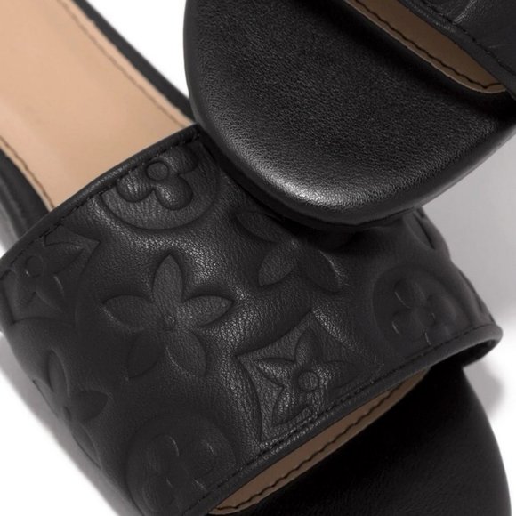 Womens Black Printed Slip on Slide - Picture 2 of 2